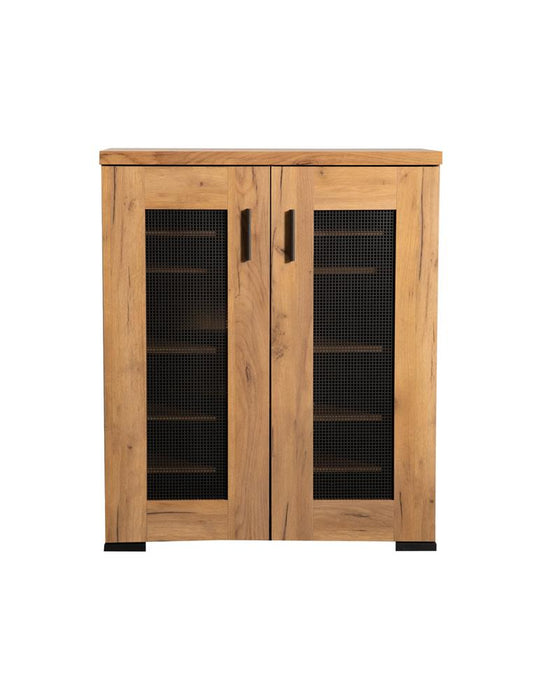 Bristol Metal Mesh Door Accent Cabinet Golden Oak - Orbit Furniture (Richmond,BC)
