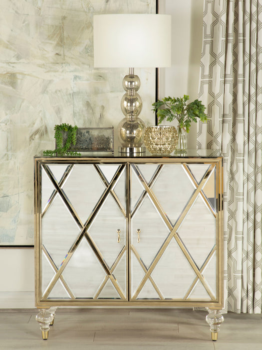 Astilbe 2-door Accent Cabinet Mirror and Champagne - Orbit Furniture (Richmond,BC)