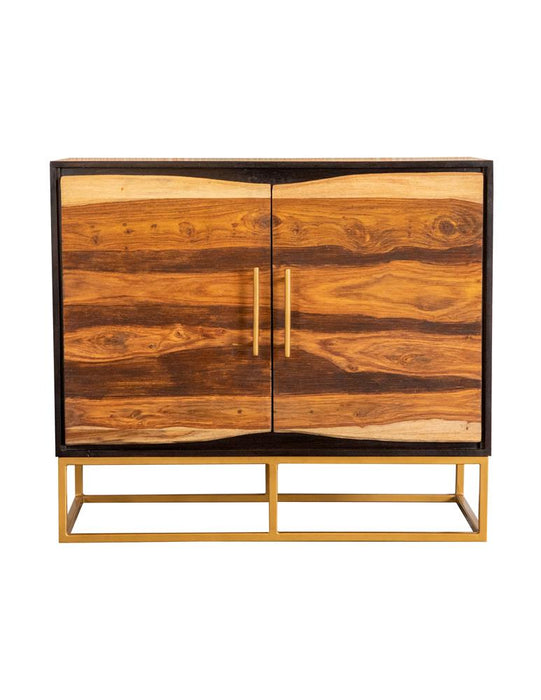 Zara 2-door Accent Cabinet Black Walnut and Gold - Orbit Furniture (Richmond,BC)