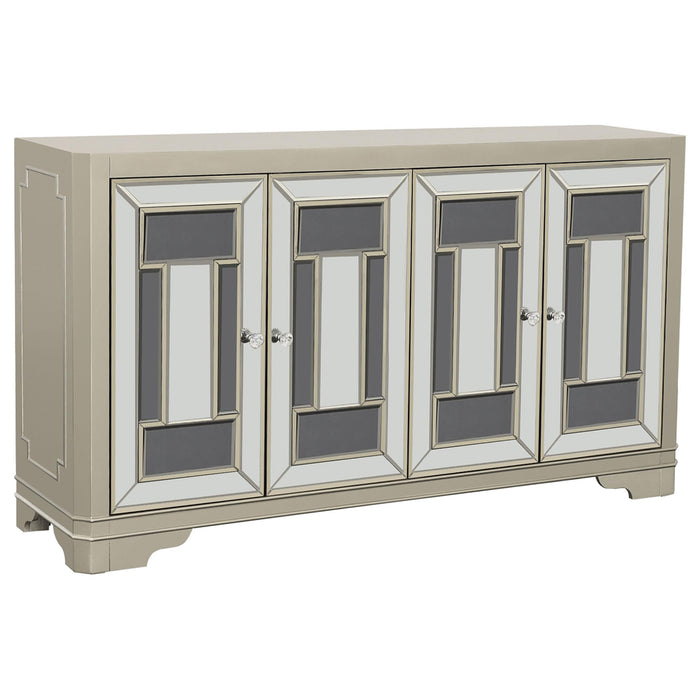 Toula 4-door Accent Cabinet Smoke and Champagne - Orbit Furniture (Richmond,BC)