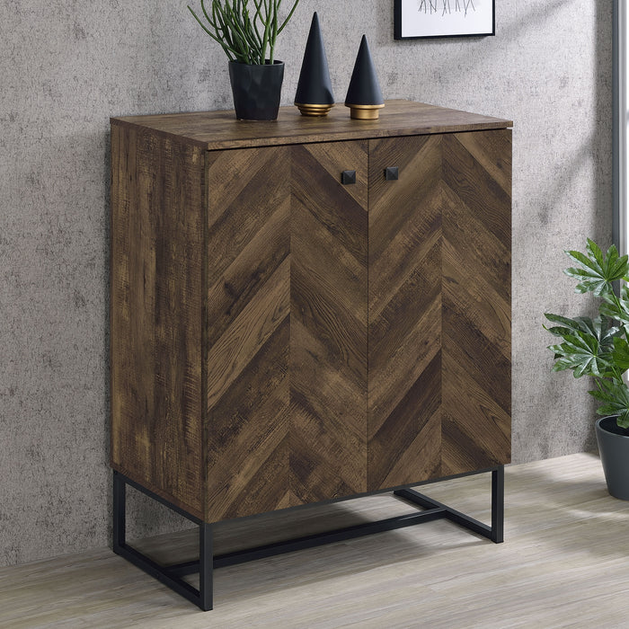 Carolyn 2-door Accent Cabinet Rustic Oak and Gunmetal - Orbit Furniture (Richmond,BC)