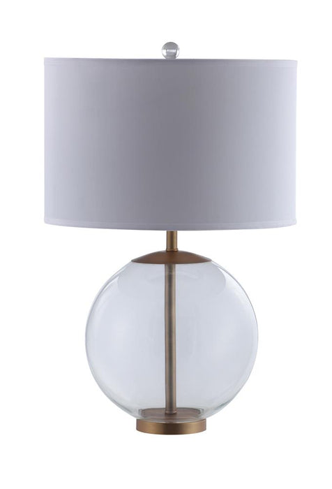 Kenny Drum Shade Table Lamp with Glass Base White - Orbit Furniture (Richmond,BC)
