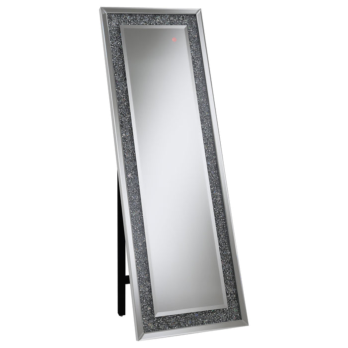 Carisi Rectangular Standing Mirror with LED Lighting Silver - Orbit Furniture (Richmond,BC)
