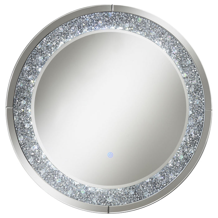 Lixue Round Wall Mirror with LED Lighting Silver - Orbit Furniture (Richmond,BC)