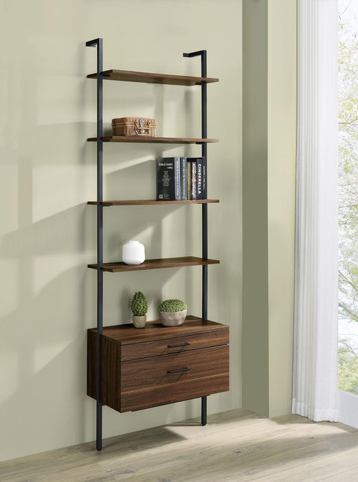 Owens 96-inch 4-shelf Storage Wall Bookshelf Walnut - Orbit Furniture (Richmond,BC)
