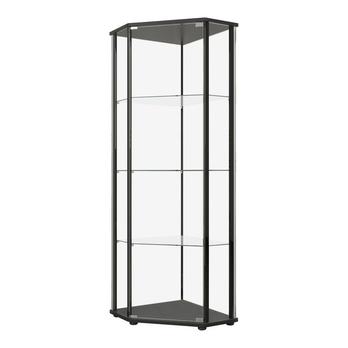 Zenobia Glass Shelf Curio Cabinet Clear and Black - Orbit Furniture (Richmond,BC)