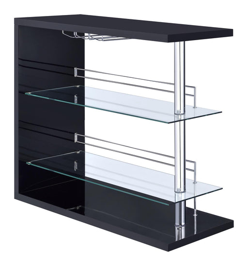 Prescott Rectangular 2-shelf Bar Unit Glossy Black - Orbit Furniture (Richmond,BC)