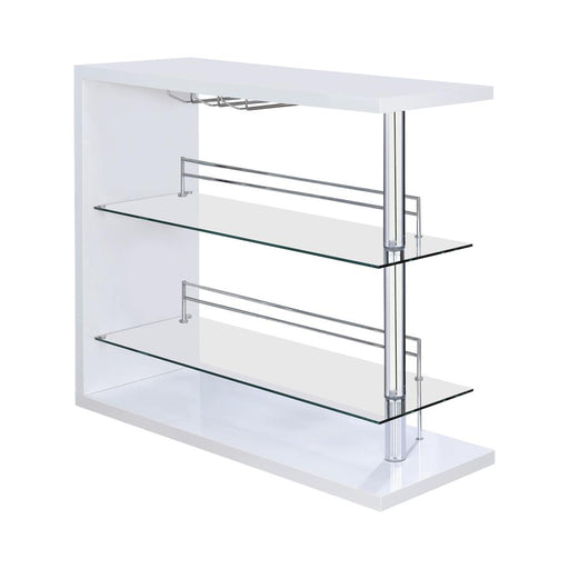 Prescott Rectangular 2-shelf Bar Unit Glossy White - Orbit Furniture (Richmond,BC)