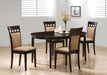 Gabriel 5-piece Extension Leaf Dining Table Set Cappuccino - Orbit Furniture (Richmond,BC)