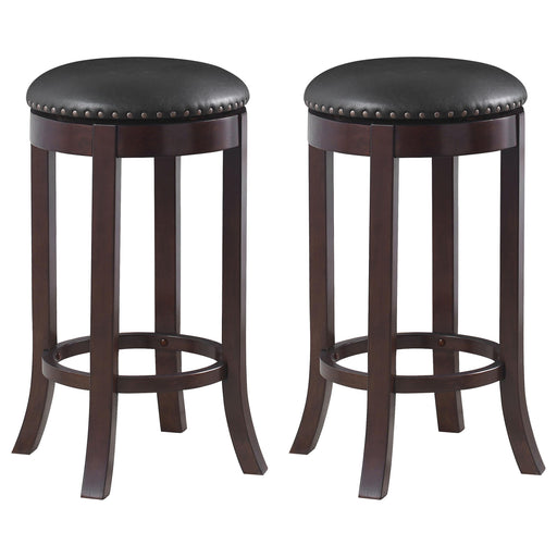Aboushi Swivel Bar Stools with Upholstered Seat Brown (Set of 2) - Orbit Furniture (Richmond,BC)