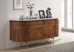 Ortega 4-door Marble Top Dining Sideboard Server White and Natural - Orbit Furniture (Richmond,BC)