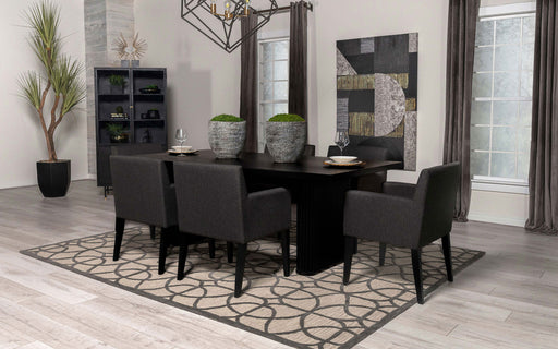 Catherine Rectangular Double Pedestal Dining Table Black - Orbit Furniture (Richmond,BC)