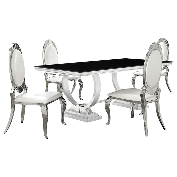 Antoine Rectangular Glass Top Dining Set Chrome - Orbit Furniture (Richmond,BC)