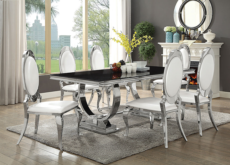 Antoine Rectangular Glass Top Dining Set Chrome - Orbit Furniture (Richmond,BC)