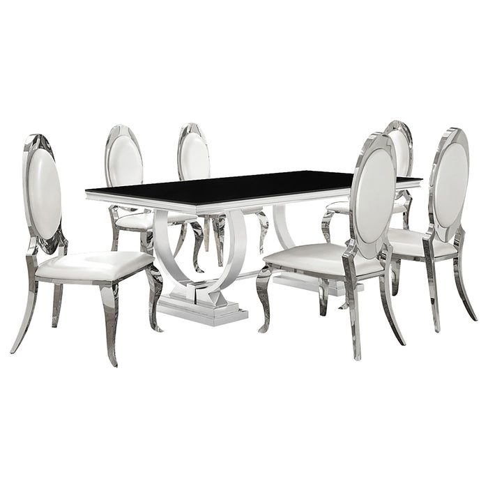 Antoine Rectangular Glass Top Dining Set Chrome - Orbit Furniture (Richmond,BC)
