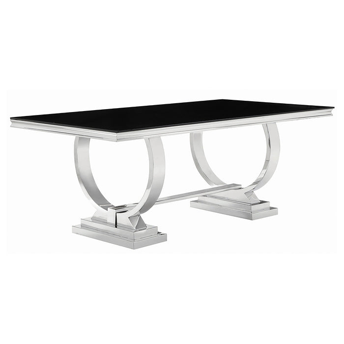 Antoine Rectangular Glass Top Dining Set Chrome - Orbit Furniture (Richmond,BC)