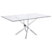 Carmelo X-shaped Dining Table Chrome and Clear - Orbit Furniture (Richmond,BC)