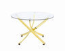 Beckham Round Dining Table Brass and Clear - Orbit Furniture (Richmond,BC)