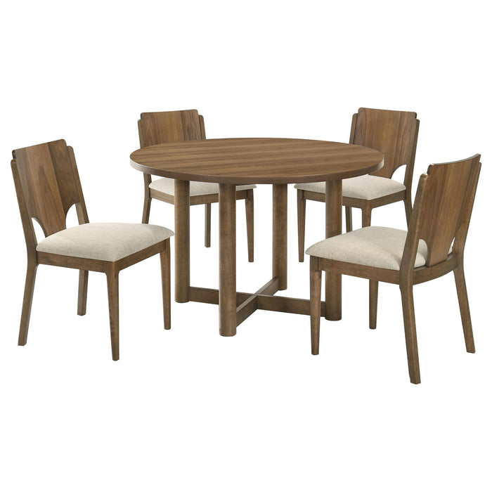 Crestmore 5-piece 46-inch Round Wood Dining Table Set Walnut - Orbit Furniture (Richmond,BC)