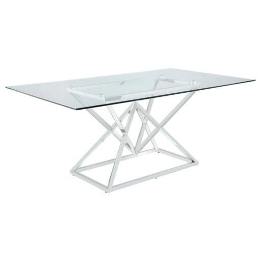 Beaufort Rectangle Glass Top Dining Table Chrome - Orbit Furniture (Richmond,BC)
