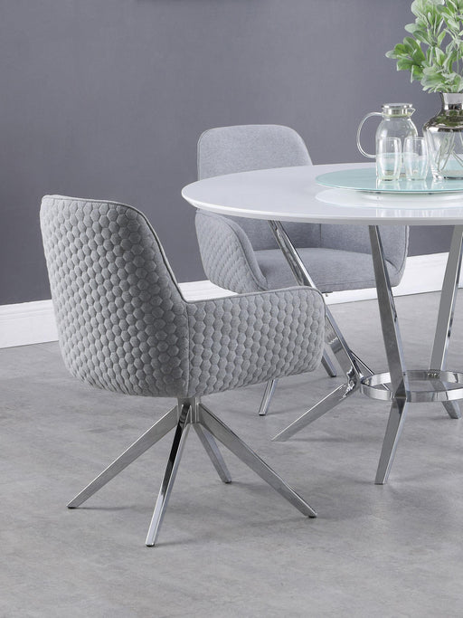 Abby Flare Arm Side Chair Light Grey and Chrome - Orbit Furniture (Richmond,BC)