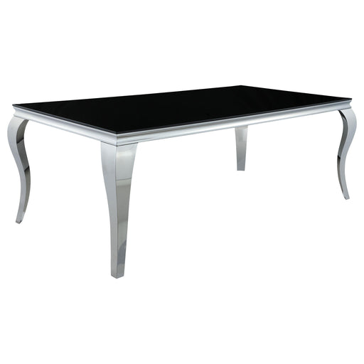 Carone Rectangular Glass Top Dining Table Black and Chrome - Orbit Furniture (Richmond,BC)