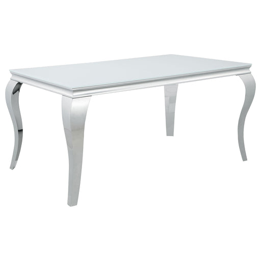 Carone Rectangular Glass Top Dining Table White and Chrome - Orbit Furniture (Richmond,BC)