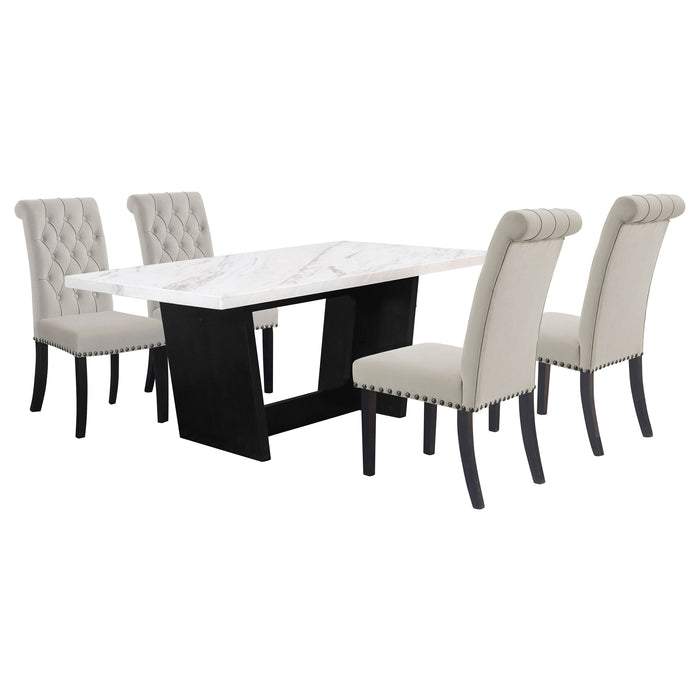 Sherry Rectangular Marble Top Dining Table set - Orbit Furniture (Richmond,BC)
