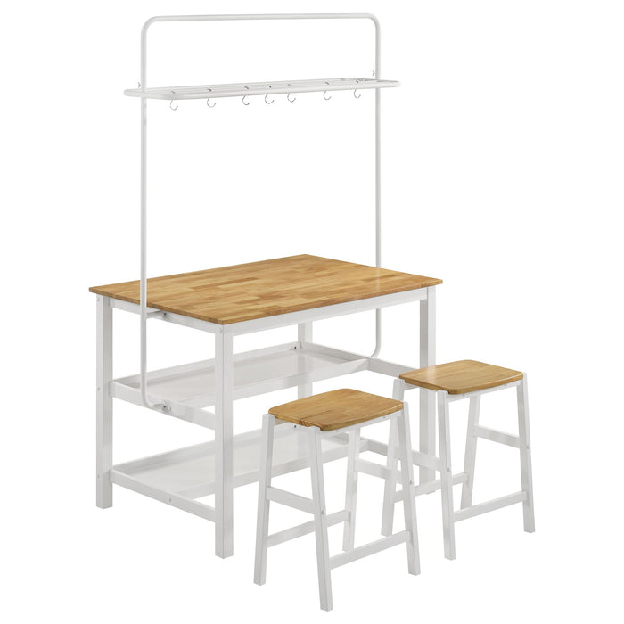 Edgeworth 3-piece Kitchen Island Counter Table Set White - Orbit Furniture (Richmond,BC)