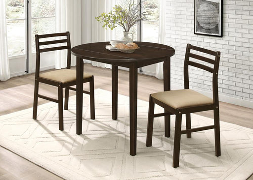 Bucknell 3-piece Dining Set with Drop Leaf Cappuccino and Tan - Orbit Furniture (Richmond,BC)