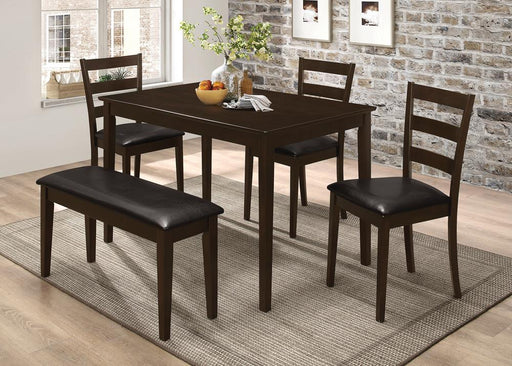 Guillen 5-piece Dining Set with Bench Cappuccino and Dark Brown - Orbit Furniture (Richmond,BC)