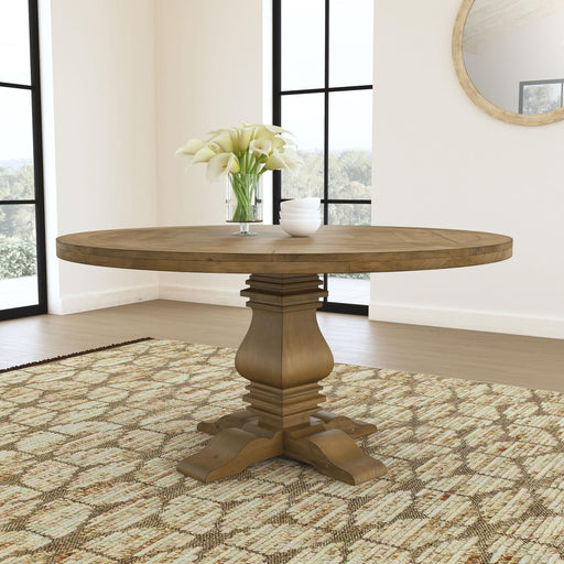 Florence Round Pedestal Dining Table Rustic Smoke - Orbit Furniture (Richmond,BC)