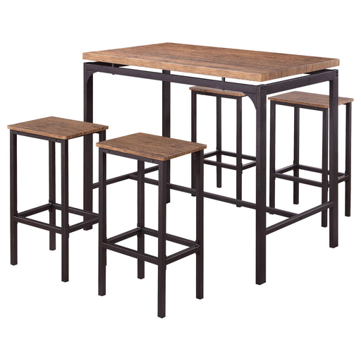 Santana 5-piece Pub Height Bar Table Set Weathered Chestnut and Black - Orbit Furniture (Richmond,BC)