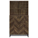 Mendoza 2-door Wine Cabinet Rustic Oak Herringbone and Gunmetal - Orbit Furniture (Richmond,BC)