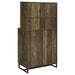 Mendoza 2-door Wine Cabinet Rustic Oak Herringbone and Gunmetal - Orbit Furniture (Richmond,BC)
