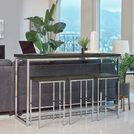 Cassidy 4-piece Rectangular Counter Height Set Dark Oak and Chrome - Orbit Furniture (Richmond,BC)