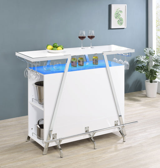 Araceli Home Bar Wine Cabinet White High Gloss and Chrome - Orbit Furniture (Richmond,BC)