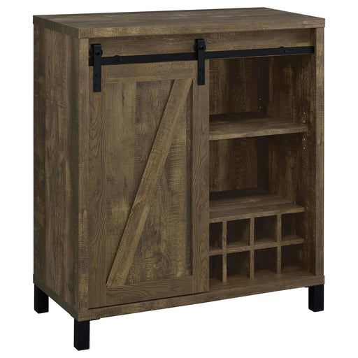 Arlington Bar Cabinet with Sliding Door Rustic Oak - Orbit Furniture (Richmond,BC)