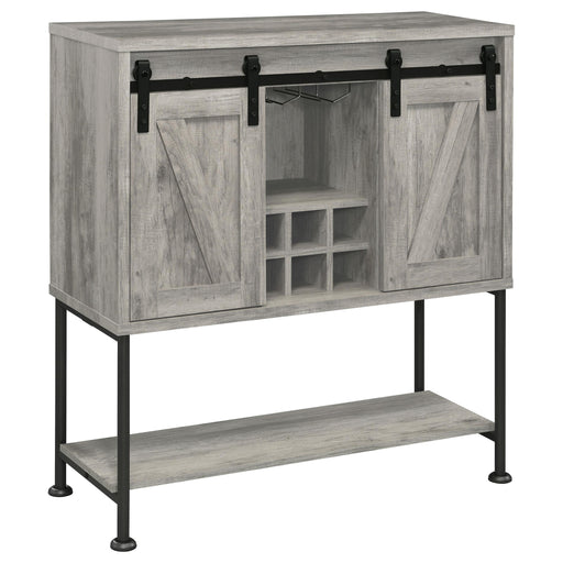 Claremont Sliding Door Bar Cabinet with Lower Shelf Grey Driftwood - Orbit Furniture (Richmond,BC)