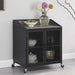 Arlette Wine Cabinet with Wire Mesh Doors Grey Wash and Sandy Black - Orbit Furniture (Richmond,BC)
