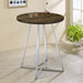Burkhart Sled Base Round Bar Table Brown Oak and Chrome - Orbit Furniture (Richmond,BC)