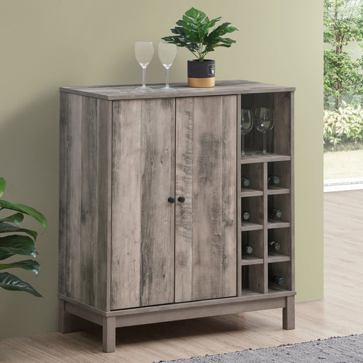 Cheyenne 2-door Wine Cabinet with Stemware Rack Weathered Acacia - Orbit Furniture (Richmond,BC)