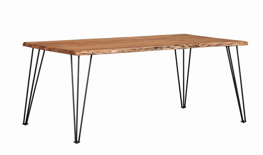 Sherman Rectangular Dining Table Natural Acacia and Matte Black - Orbit Furniture (Richmond,BC)