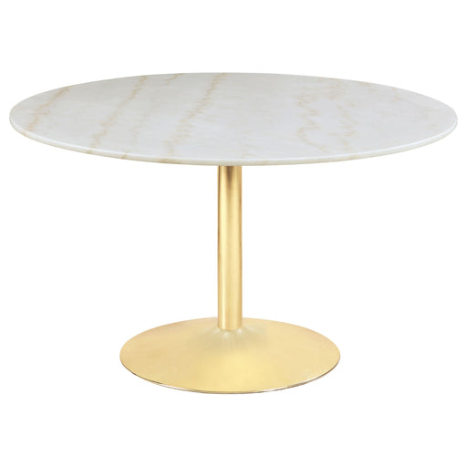Kella Round Marble Top Dining Table White and Gold - Orbit Furniture (Richmond,BC)