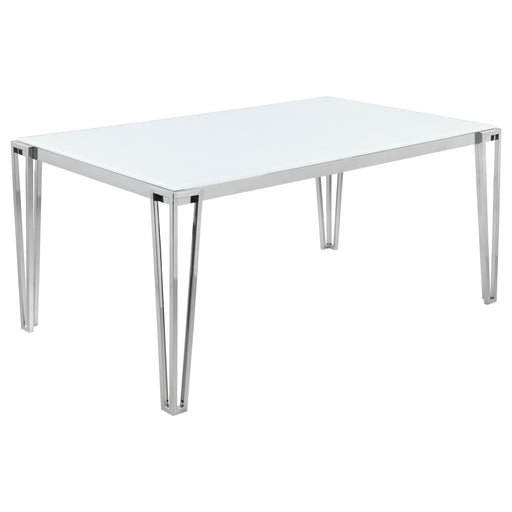 Pauline Rectangular Dining Table with Metal Leg White and Chrome - Orbit Furniture (Richmond,BC)