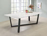 Mayer Rectangular Dining Table Faux White Marble and Gunmetal - Orbit Furniture (Richmond,BC)