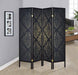 Haidera 4-panel Damask Pattern Folding Screen Black - Orbit Furniture (Richmond,BC)