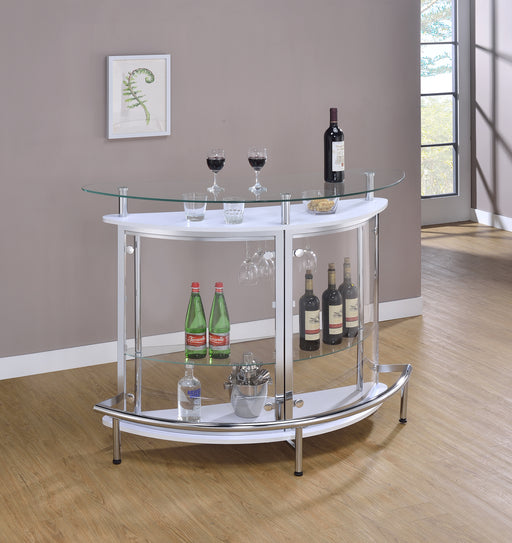 Amarillo 2-tier Bar Unit White and Chrome - Orbit Furniture (Richmond,BC)