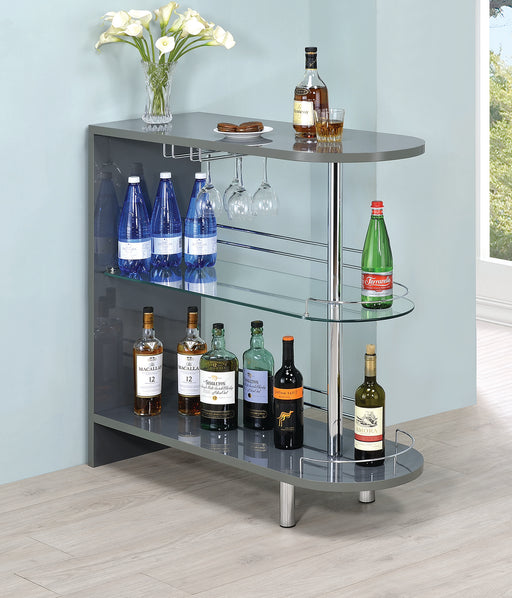 Adolfo 3-tier Bar Table Glossy Grey and Clear - Orbit Furniture (Richmond,BC)