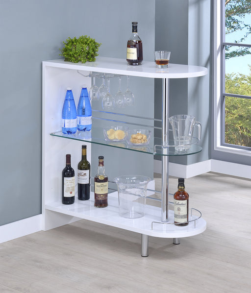 Adolfo 3-tier Bar Table Glossy White and Clear - Orbit Furniture (Richmond,BC)